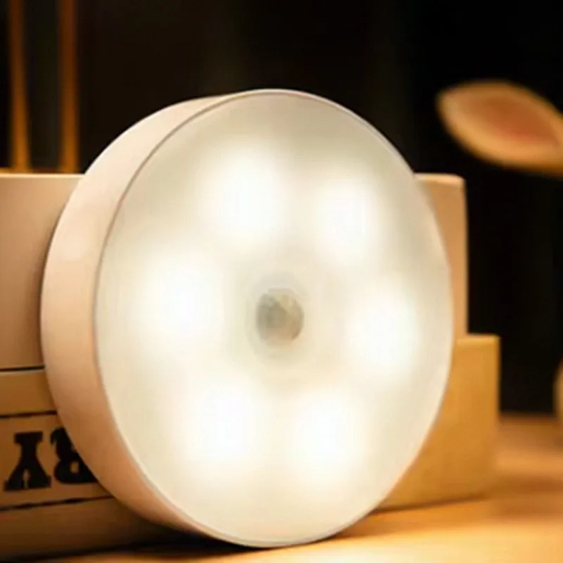 PIR Motion Sensor LED Night Light USB Rechargeable Night Lamp For Kitchen Cabinet Wardrobe Lamp Staircase Wireless Closet Light