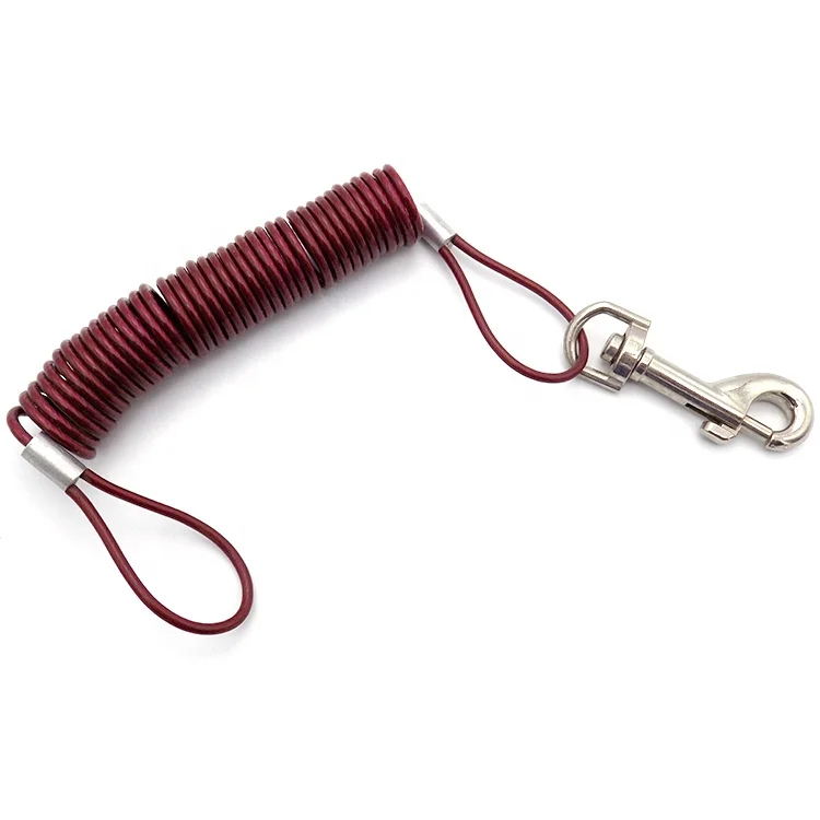 Heavy Duty elastic coil lanyard Fishing Safety Rope Extension Cord Tether for
