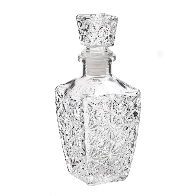 Роскошный квадратный стеклянный оранжевый красный винный флакон с пробкой 450 мл 750 мл графин для виски