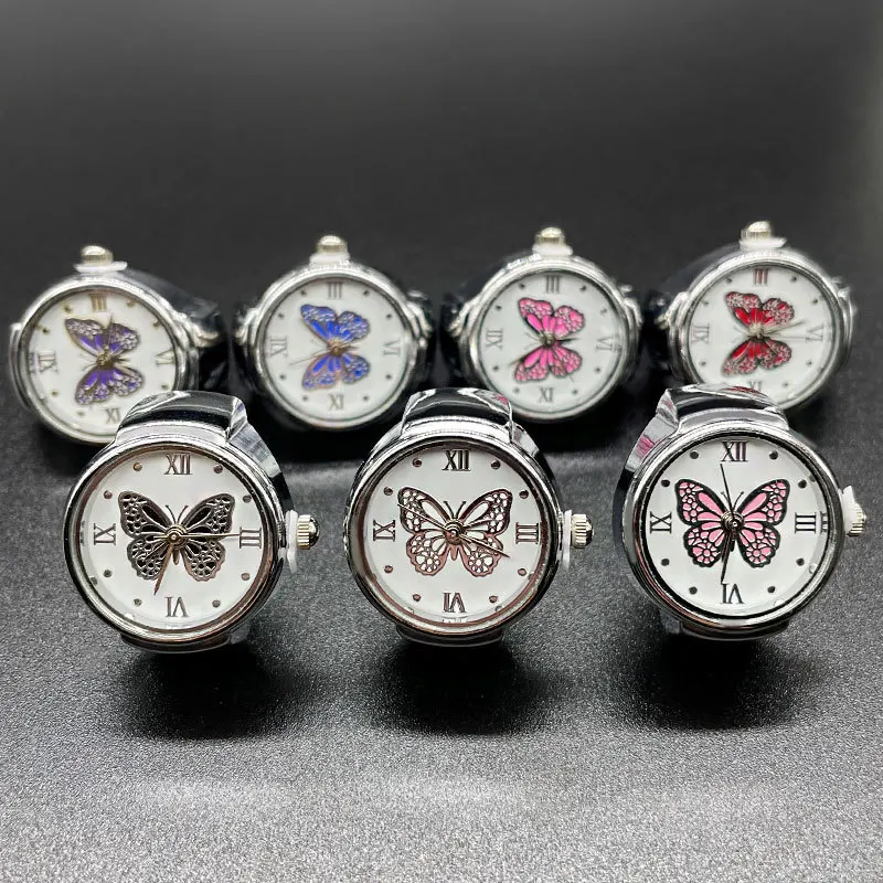 R.Gem. Vintage Butterflies Ladies Unisex Adjustable Quartz Digital Finger Ring Watch