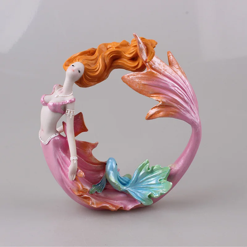 quyingqiu Mediterranean resin home Aquarium fish tank landscape decoration 15cm mermaid