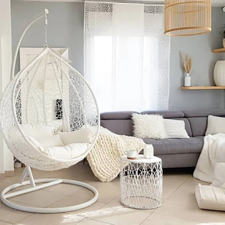 Egg Chair Hanging Overseas Warehouse Pear Shape Outdoor Rattan Swing Wicker Double Furniture Metal Synthetic For Hot Sell