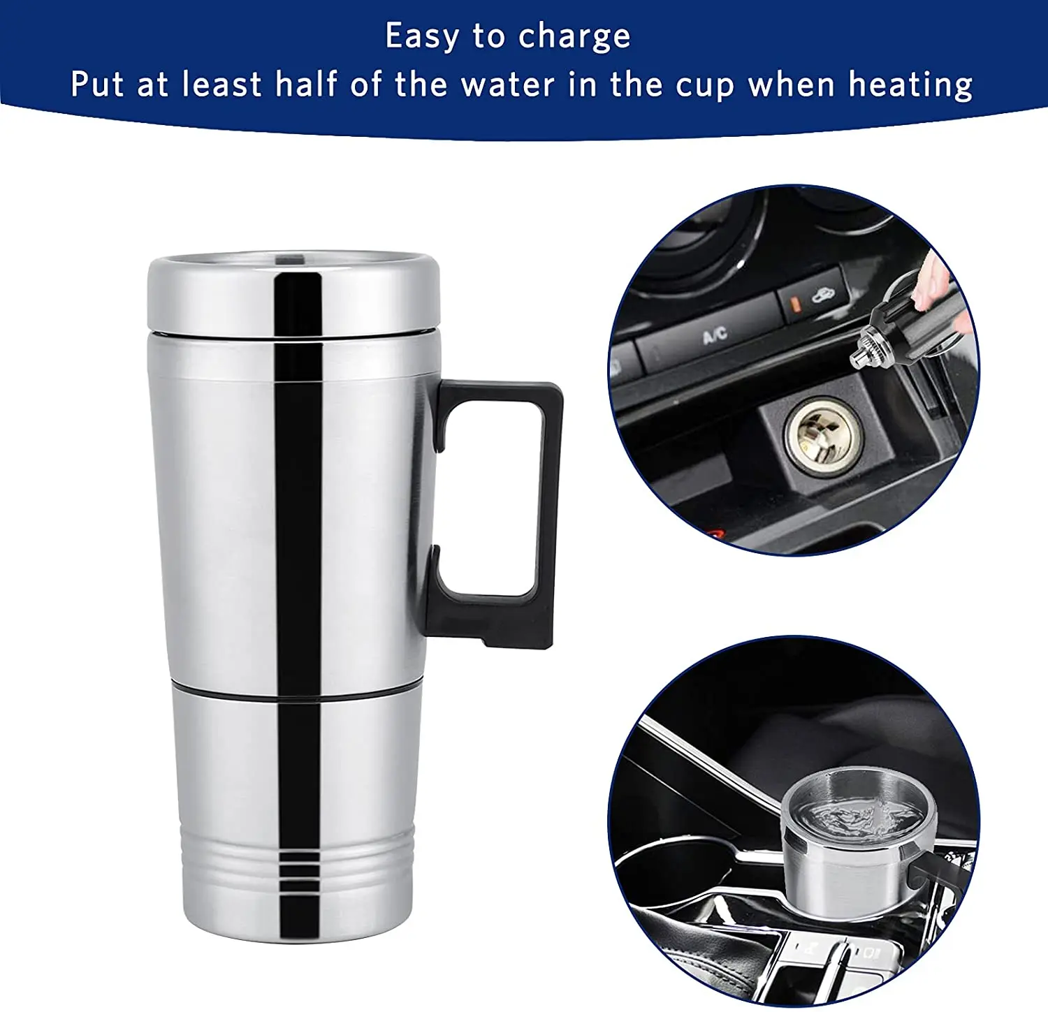 Car Heating Cup Auto 12-24V Heating Cup Electric Kettle Cars Thermal Heater Cups Boiling Water bottle Auto Accessories 300ml