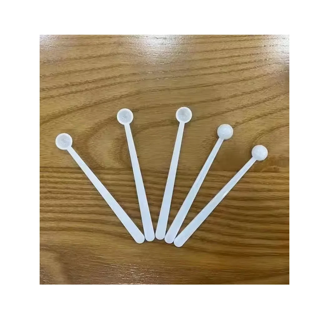 0.15ml 75mg Mini Small Plastic Round Disposable White Measuring Spoon With Long handle Tea Coffee Milk Powder Scoop