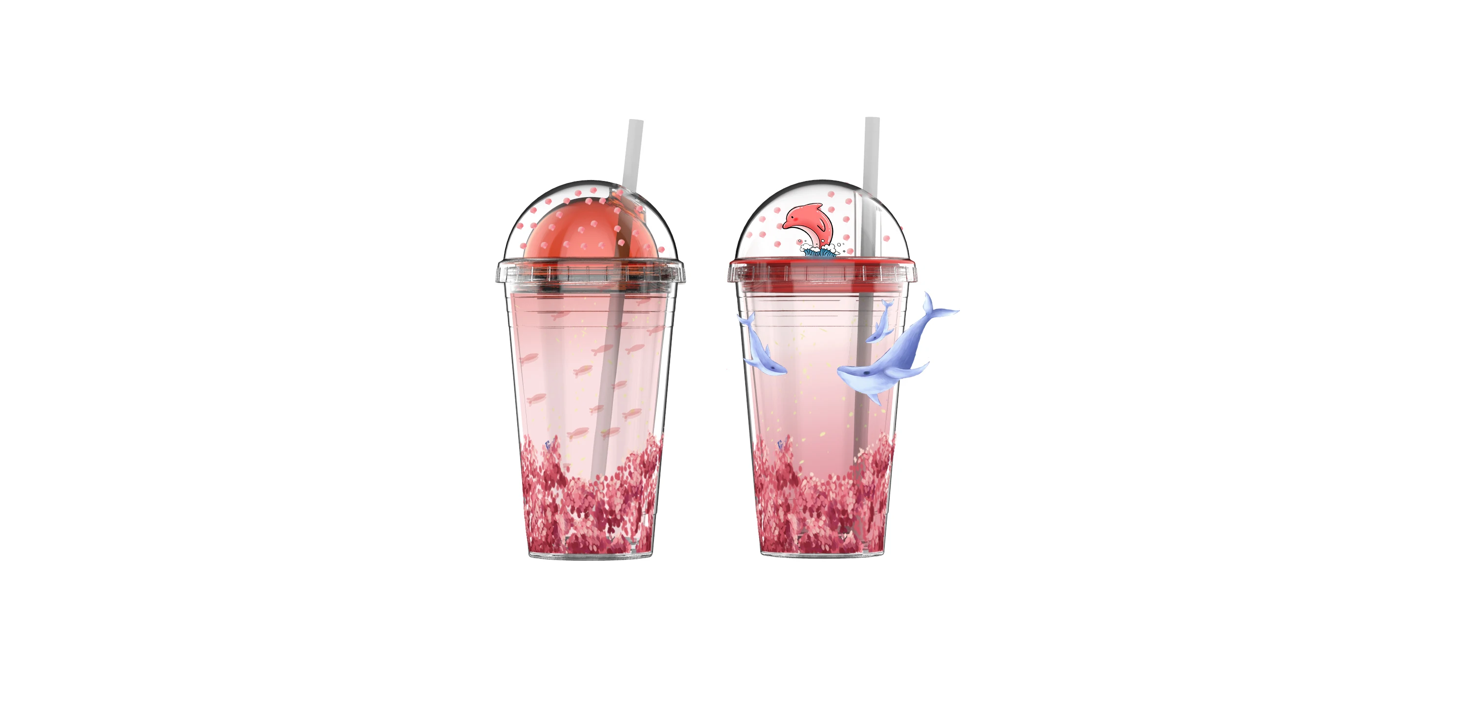 Custom Double Wall Plastic Tumbler with Removable Straw Classic Acrylic Tumbler with Lid and Straw 16oz Reusable Plastic Cup