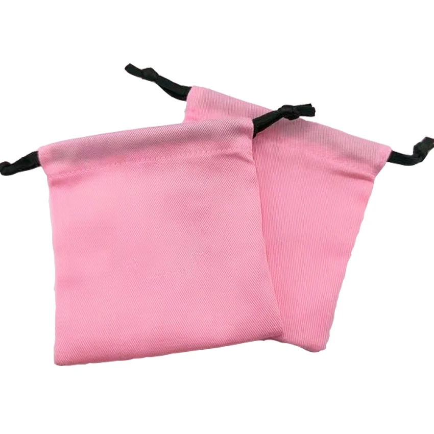 Pink Canvas Jewelry Drawstring Pouch Reusable Gift Watch Jewelry Box Packaging Bag Eco-friendly Necklace Ring Storage Dust Bag