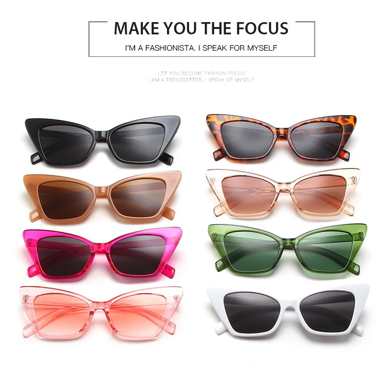 Occhiali da sole donna fashion retro plastic women customizable cateye sunglasses in bulk