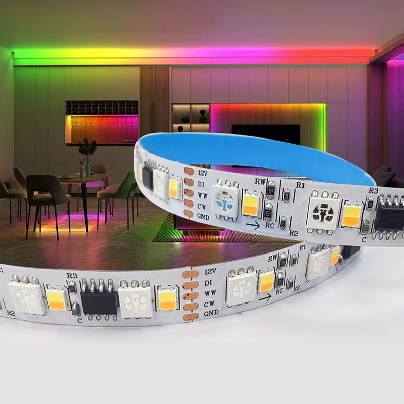 Hot selling rgbcctic 12V 24V RGB+2700K+6500K rgbcw black white dream color running led light strip