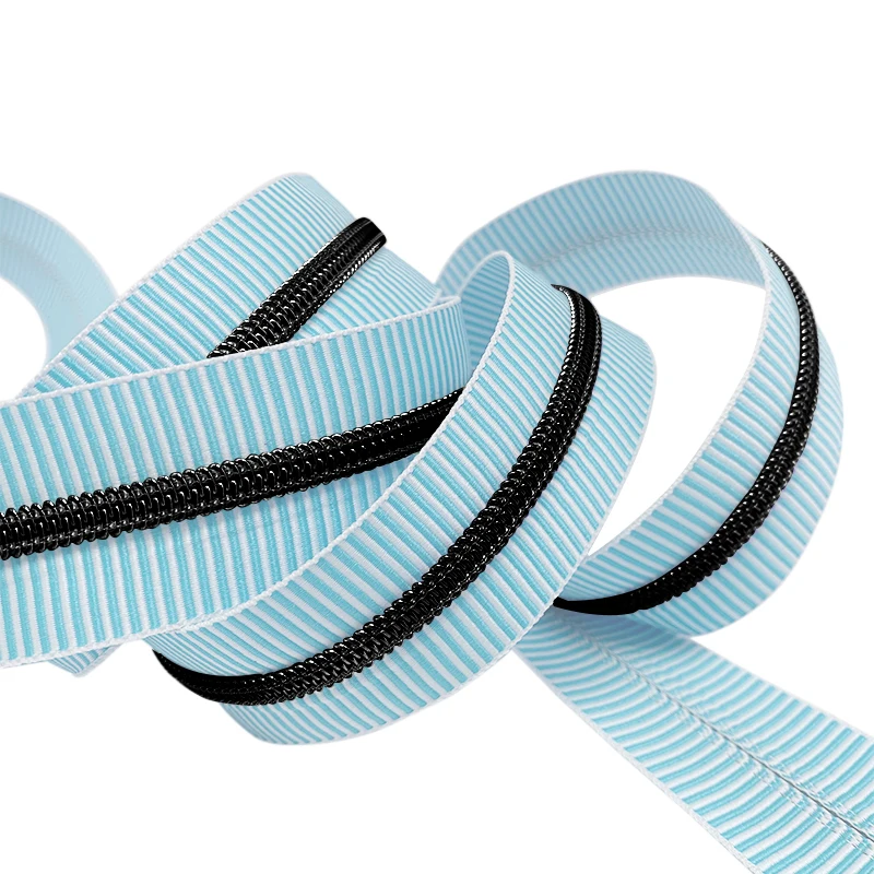 Wholesale stripes zipper tape custom 5# fashionable #3 nylon zipper coil for handbag