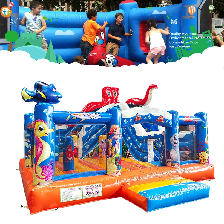 Factory Price Sea Theme Activity Play Bed Inflatable Bounce Slide Inflatable Bouncy Castle Slide Fun City 