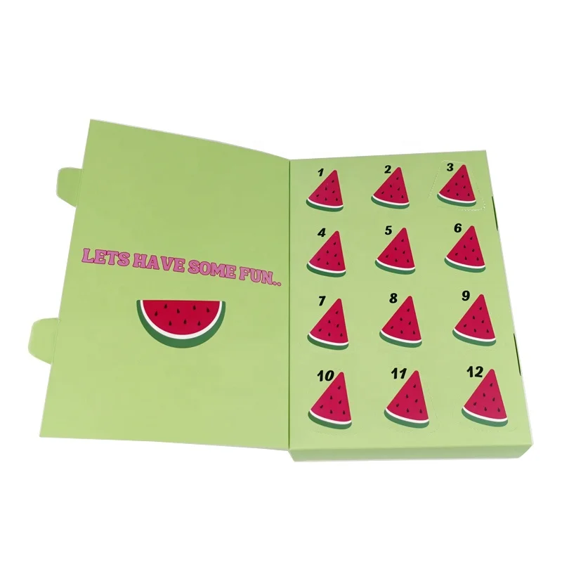 Custom Printed 12 Days Advent Calendar Boxes Christmas Cosmetic Gift Paper Calendar Box