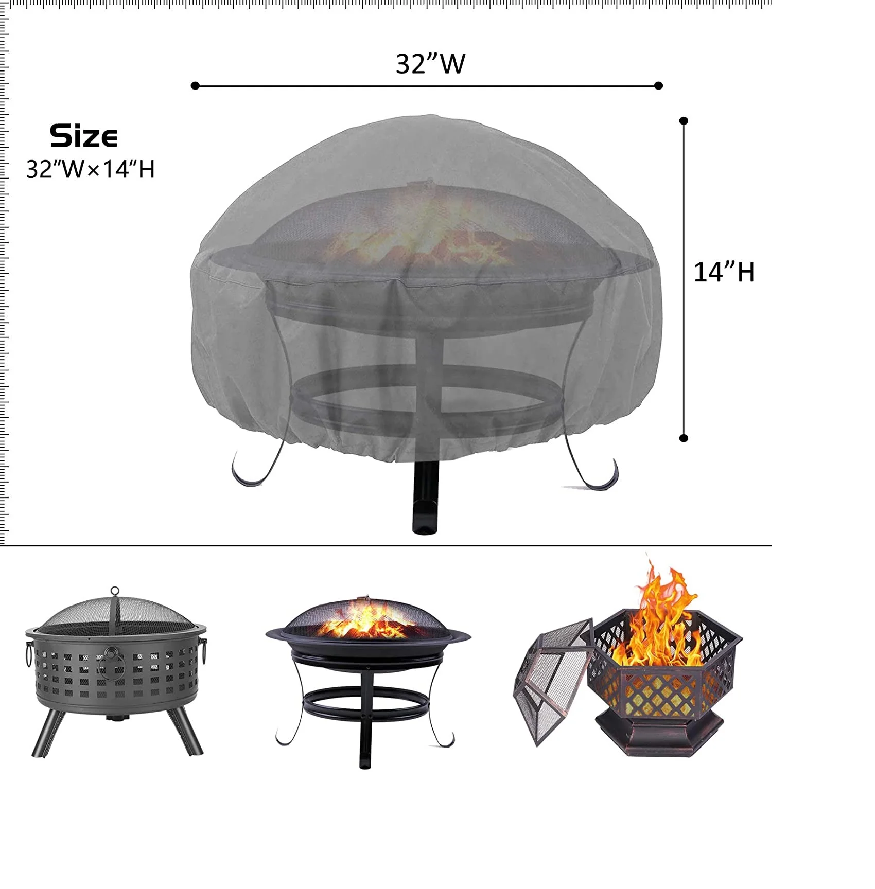 Cheap price Black Round Fire Pit Cover 600D waterproof PVC coating Dustproof
