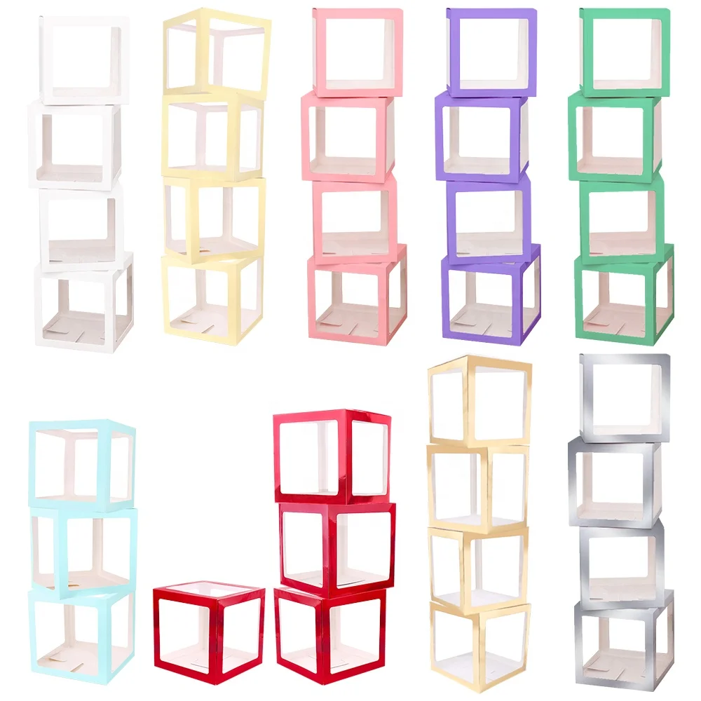 Wholesale Factory Best Price Transparent Blocks Baby Shower Boxes for Balloon Party Decorations
