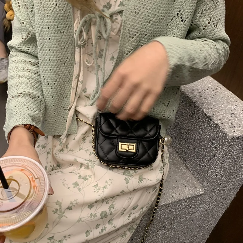 
Pearl bag women 2021 New trendy Japanese and Korean Chanl-style mini chain lipstick pack all-match shoulder messenger bag 