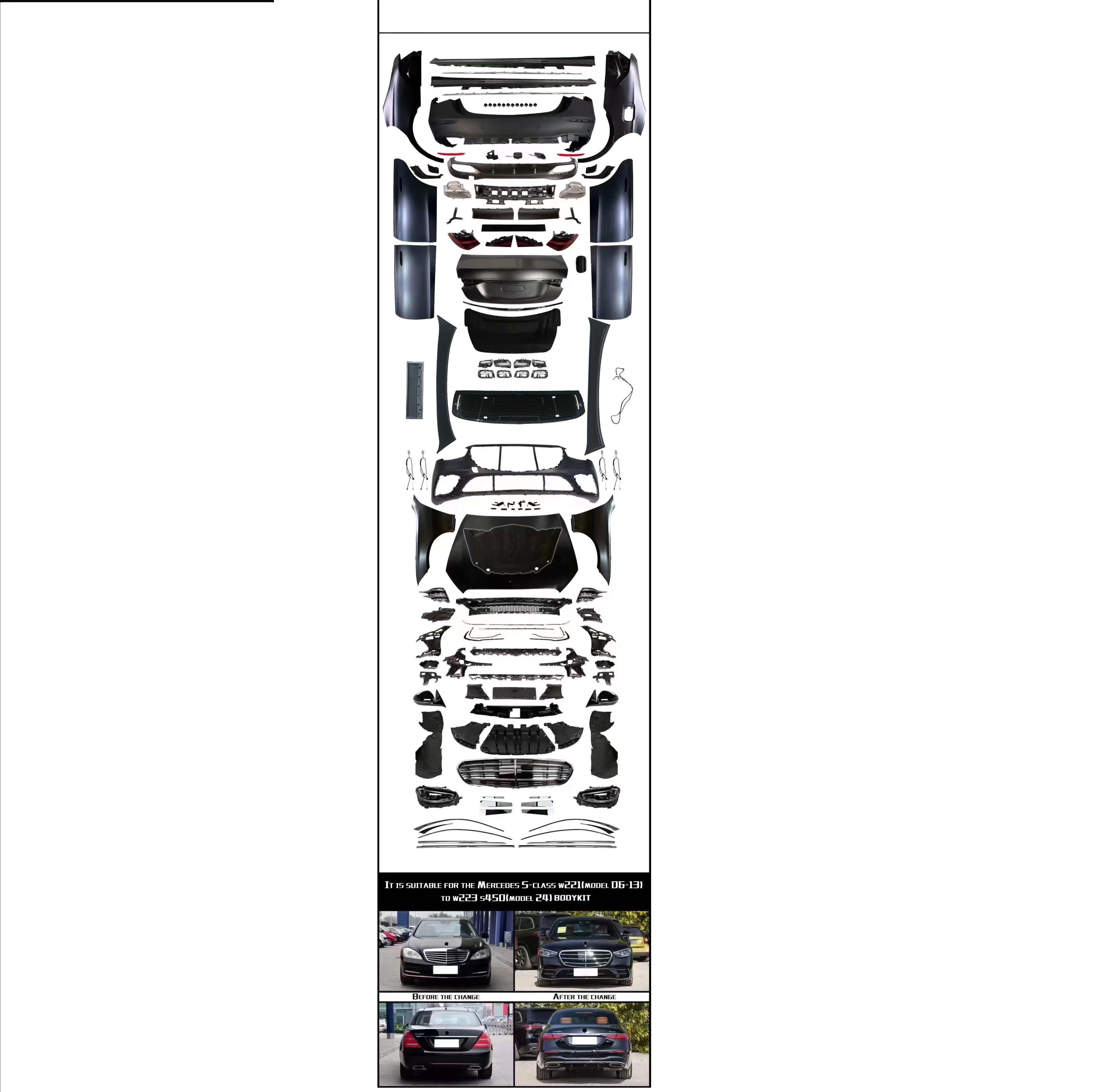 Body Kit for W221 Upgrade to W223 S-class Style of S63 S450 MBH Car Tuning Parts 1:1 Complete Version Suitable for RHD