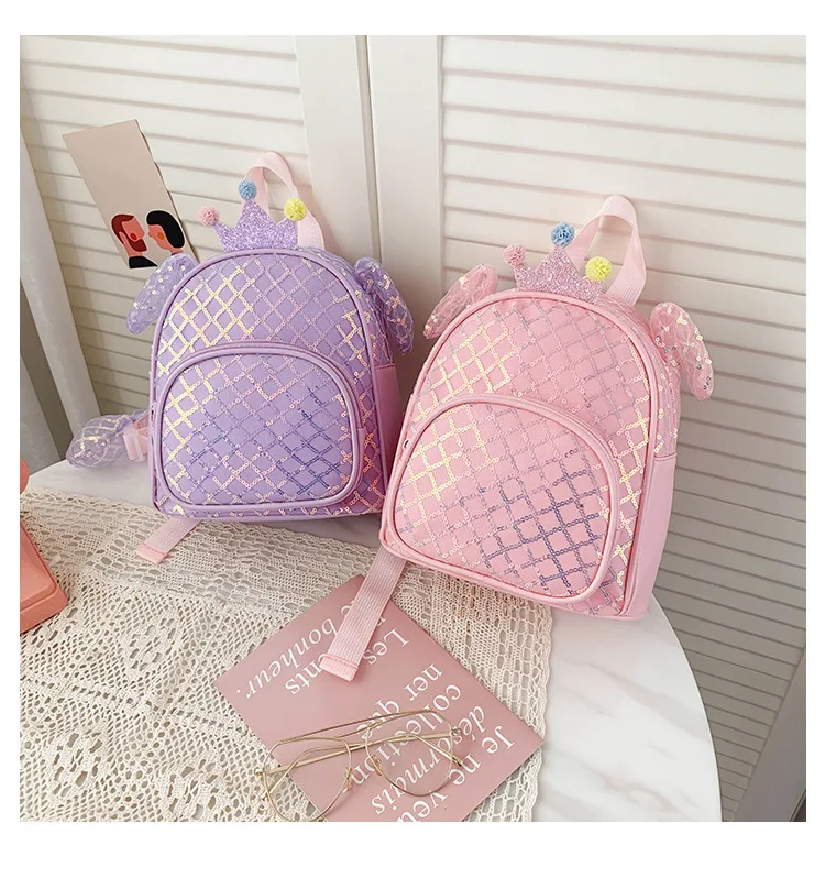 Children bag 2022 new sequins mini lovely princess backpack western style girls backpack kindergarten kid school bag