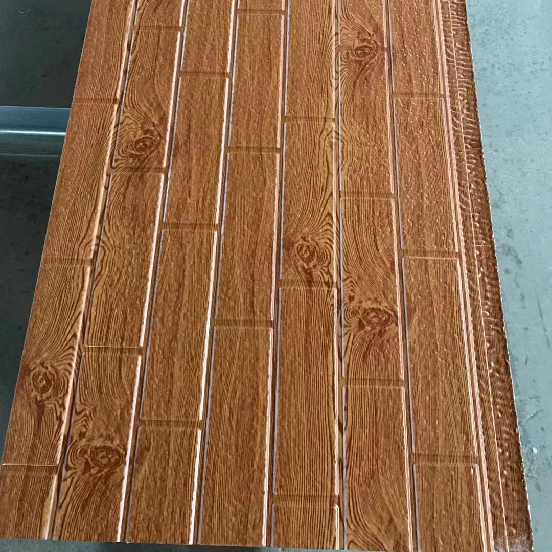 Green building material heat insulation pu foam sandwich panel  embossed metal facade  panels