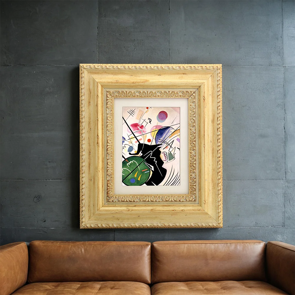 Classical Decor Artwork Solid Wood Frame Ornate Log Color and Gold Color Solid Wood Frame