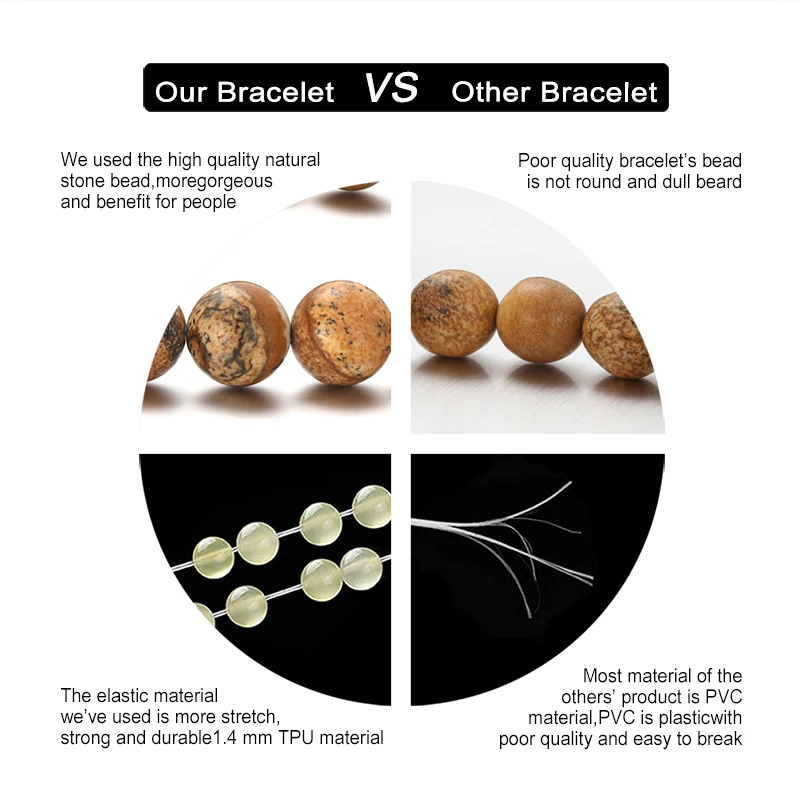 RINNTIN GMB35 Hot And Bold Natural Reiki Feng-Shui Crystal Gem Stone Triple Protection Beads Bracelets Original Natural stone