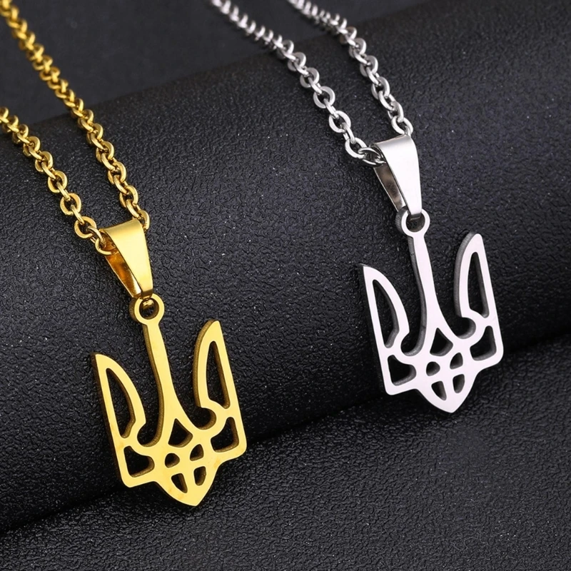 Fashion Outline Ukraine Map Pendant Necklace For Women Girls Stainless Steel Heart Flag Ukrainian Party Jewelry Gifts