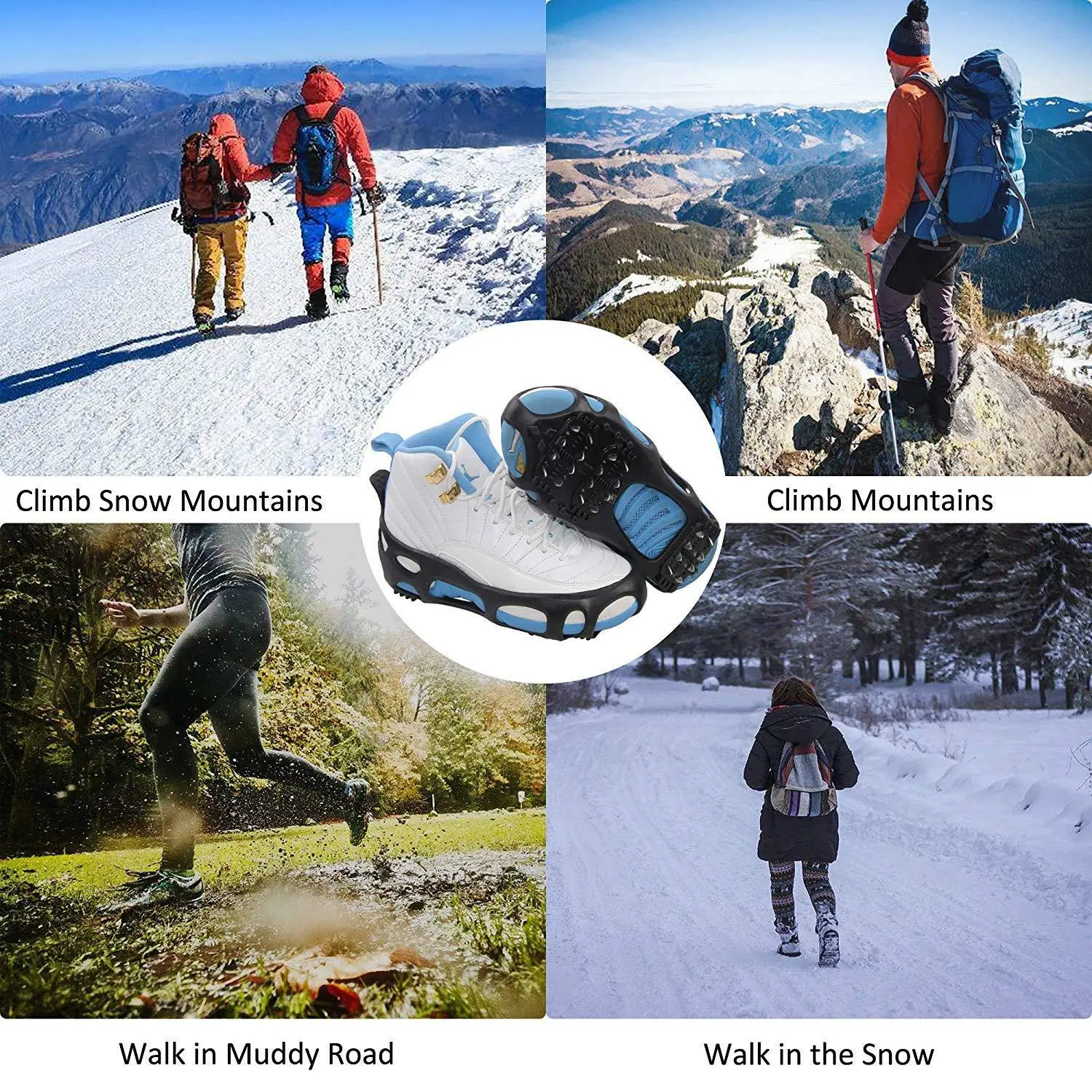 2019 New Style 24-Stud Ice Climbing grippers Crampons Anti Slip Snow Shoes Boots Spikeer Ice Cleats With Quality Warranty