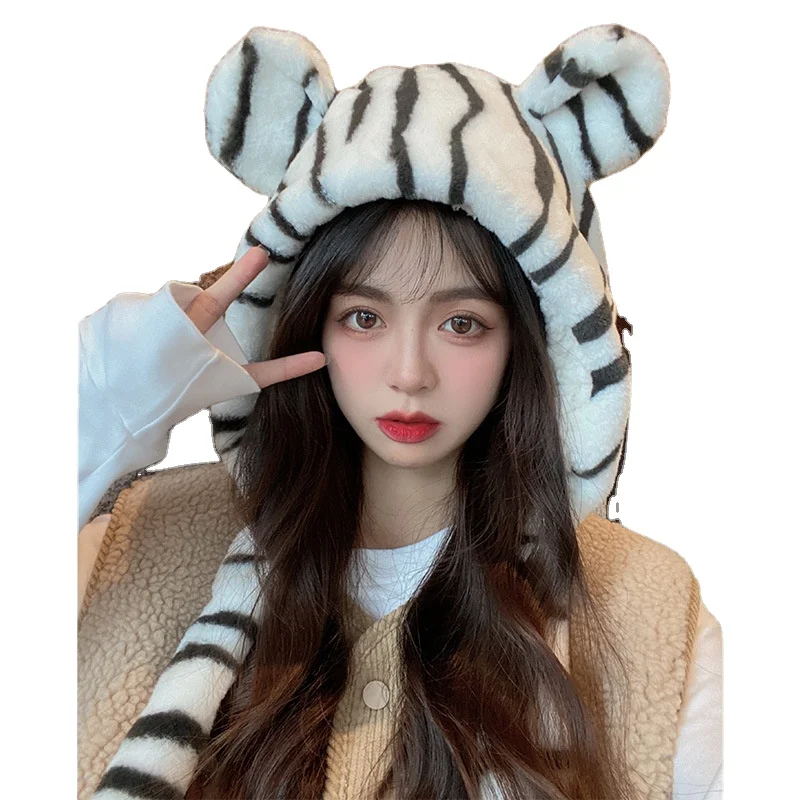 Hot selling Warm Tiger animal hats with Moving tail Plush Toys for Unisex Adult Children Family moving hat tiger