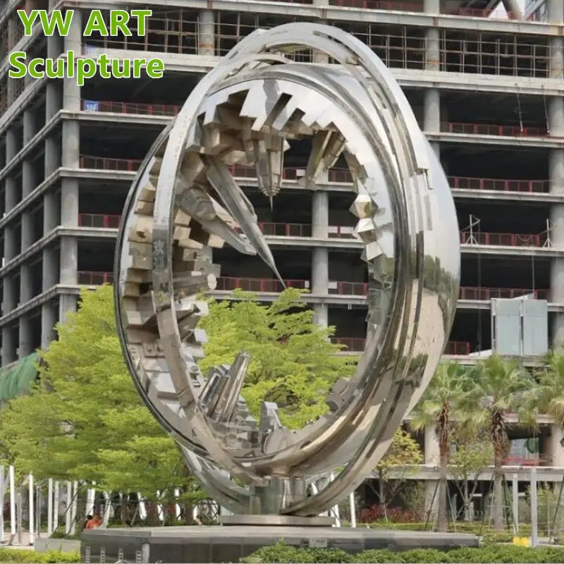 Hollow Art Abstract Stainless Steel Metal Large Ring City Public Art  Decoration Sculpture