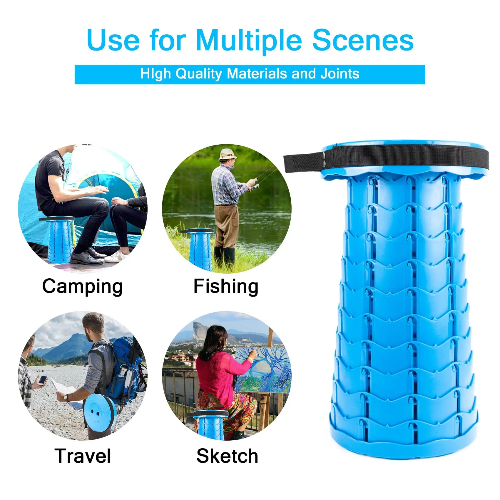 Colorful Portable Retractable Plastic Chair Folding Stool Home use Chairs 400lbs Outdoor activity fishing camping Stool chair