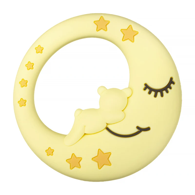 Moon Shape Food Grade Baby Silicone Teether Ring Babi Toy Pendants Diy Teething Molar Bpa Free Baby Teethers