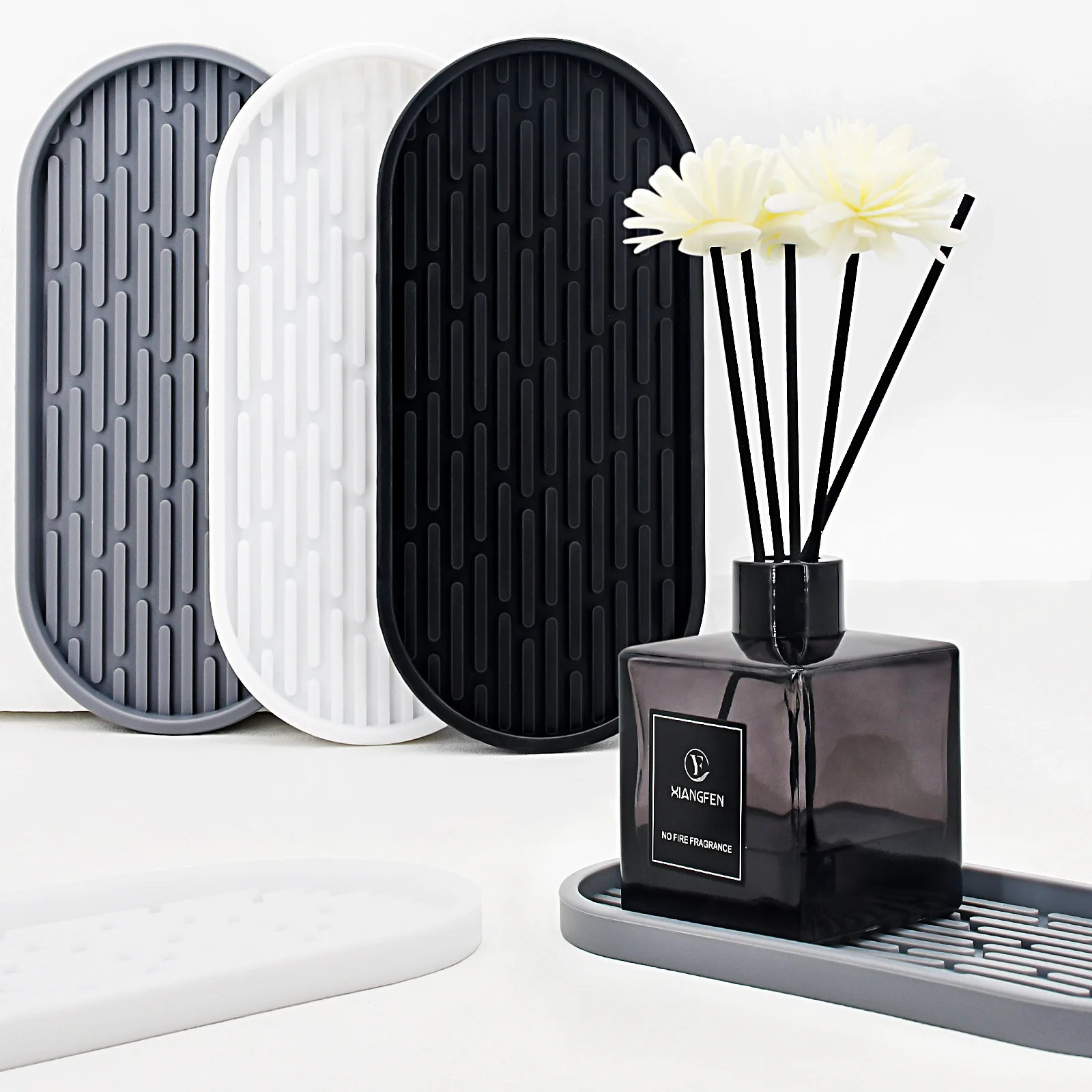 Big Size Bathroom Self Draining Silicone Soap Organizer Tray And Sponge Holder For Kitchen Sink Storage Tray Soap Dispenser