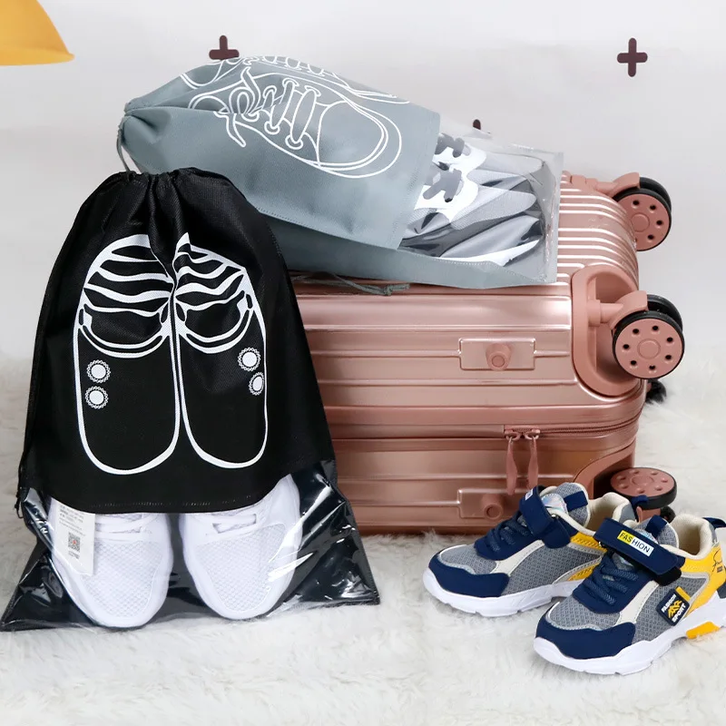 High Quality Travel Shoe Storage bag smell proof bag for shoes non woven fabric drawstring dust bag for shoe clothes cosmetics.