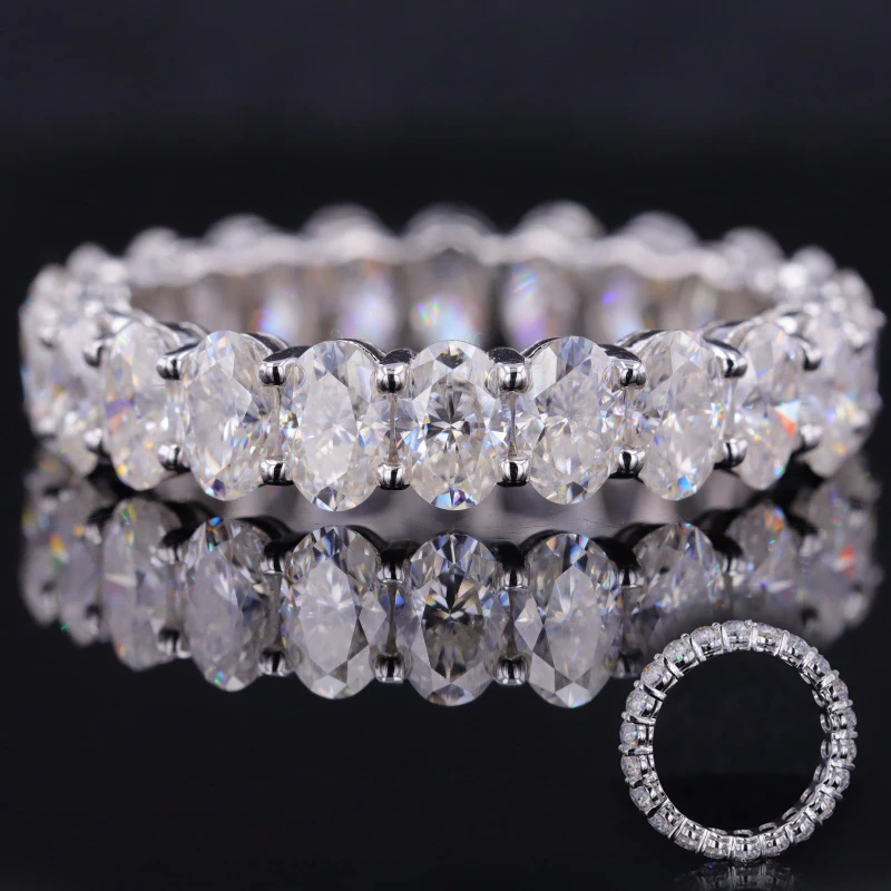 starsgem Custom 14K Gold Jewelry 3*4mm baguette emerald cut moissanite eternity band