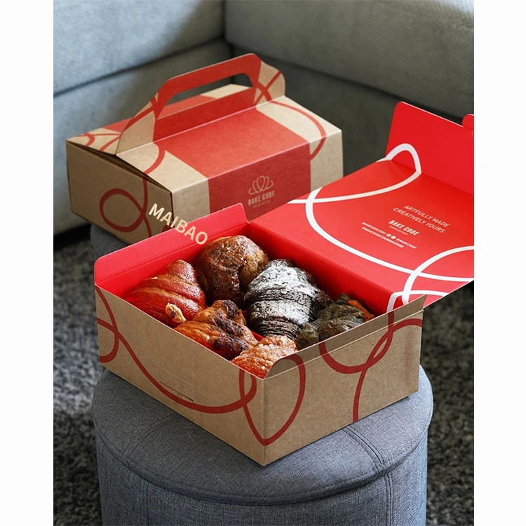 New Design Pastry Bakery Croissant Box Customized Cardboard Luxury Cookies Box Paper Packaging Chocolate Donut Candy Gift Box
