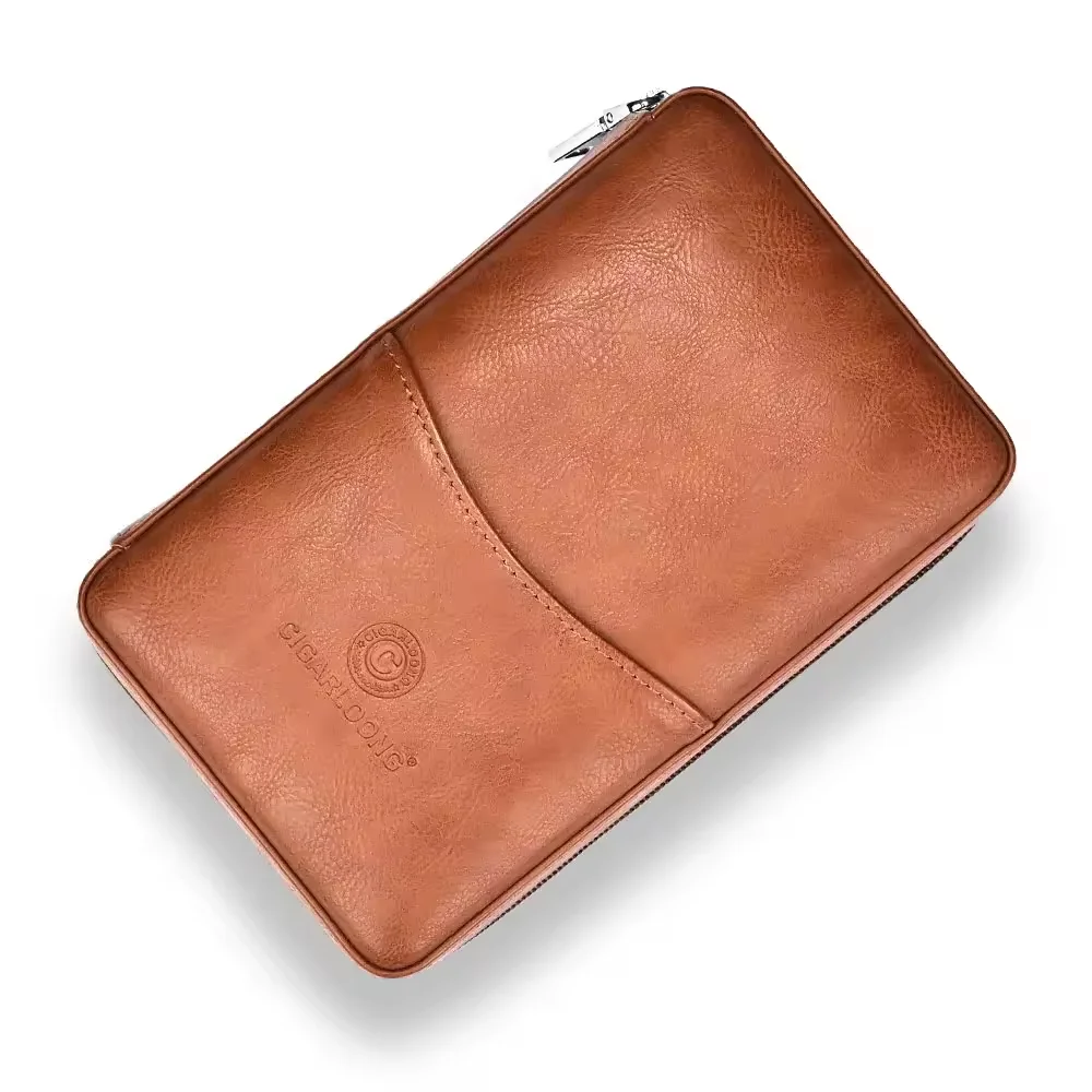 Cigar Humidor Cow Leather Set Gift Box Portable Multifunction with Cutter Lighter Drill Moisturizing