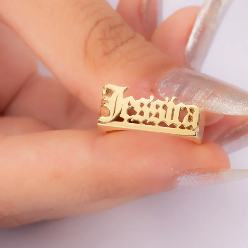 Lateefah OEM 18k Pvd позолоченное хип-хоп кольцо с именем на заказ