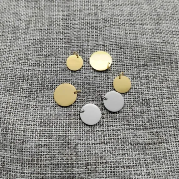 Wholesale Mirror Polished Custom Shiny Stainless Steel Silver Gold 15mm 18mm Blank Stamping Circle Disc Coin Charm Tags Pendant