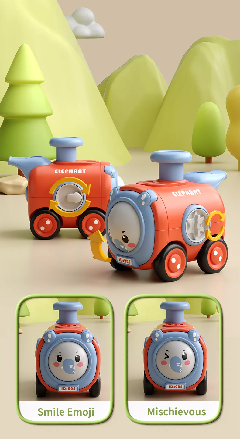 Inertia Toy Car Press Change Face with Whistle Small Train Fall Resistant Car Fun Mini Toy Cars for Toddlers Kids Boys Girls