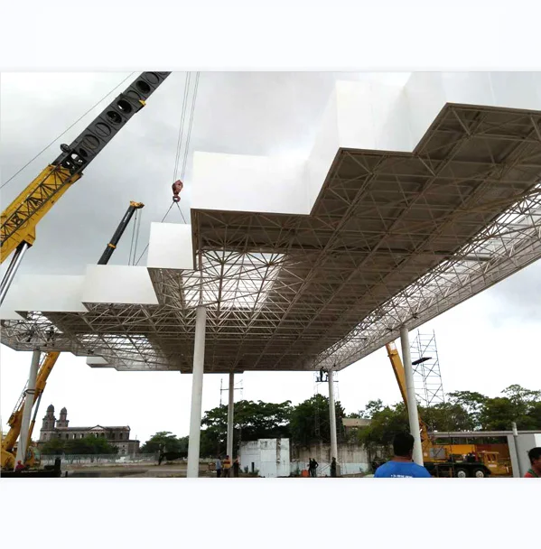 High Quality Steel Space Frame Gas Station/Petrol Station Canopy Construction