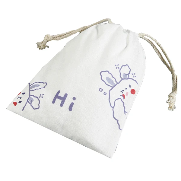 Custom  LOGO super white Muslin pouch personalized cotton drawstring bag