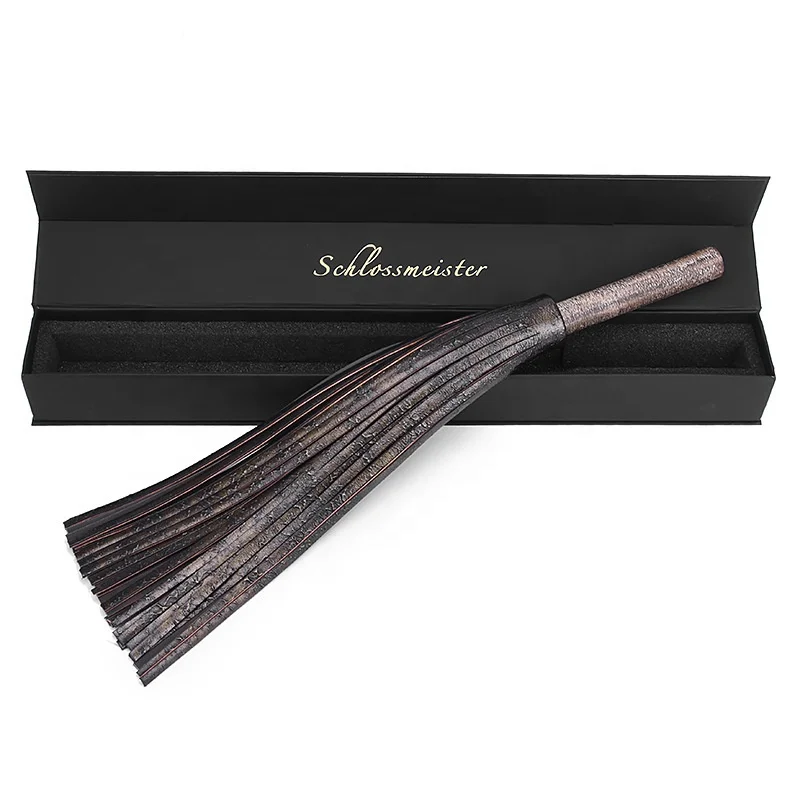 BDSM Antique round wood handle top layer cowhide scatter whip sex toys for adult fetish spanking paddle SM cosplay tools