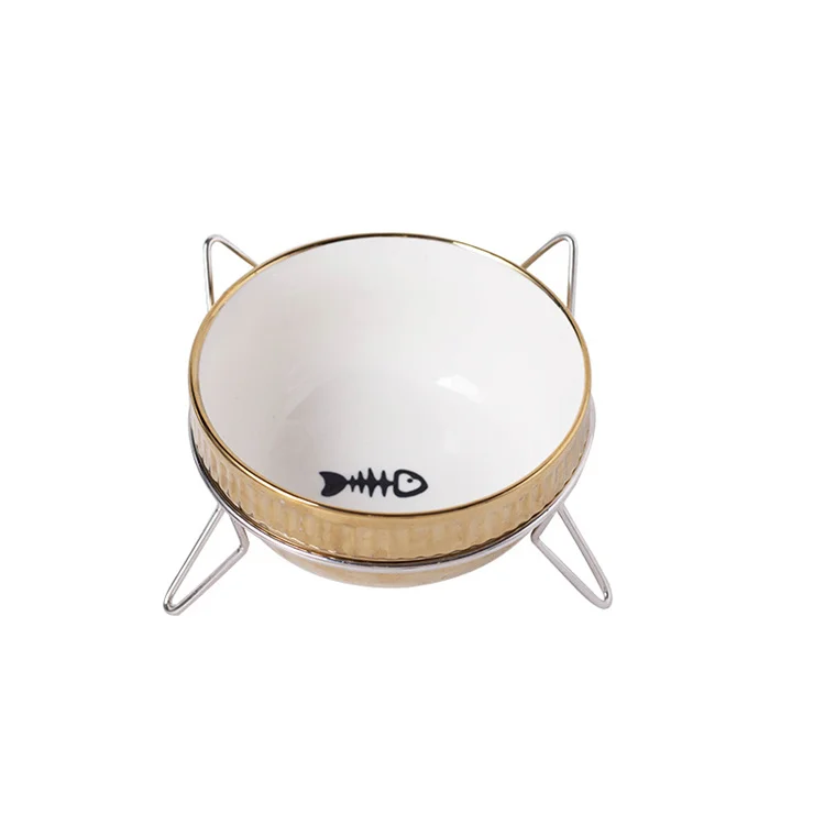 Hot Sale Durable Plating Bevel Elevated Ceramic Bowl Pet Elevated Pet Water Bowl Elevated Pet Bowl Ceramic