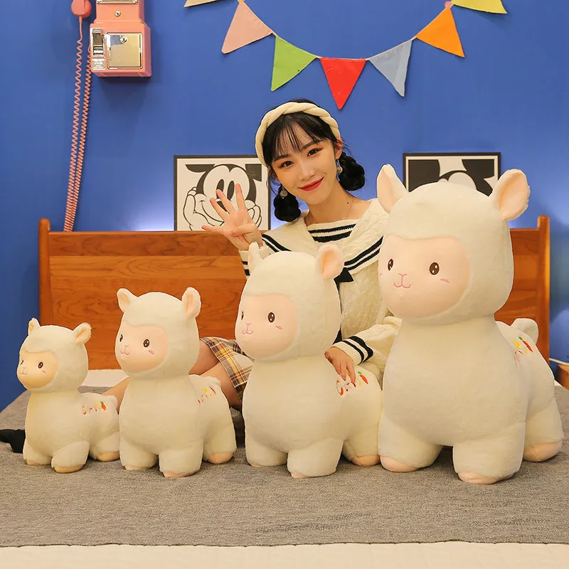 New style Cute Stuffed Alpaca Plush Doll Soft Cartoon Animal Sheep Plush Throw Pillow Back Cushion Children Comfort Companion Do