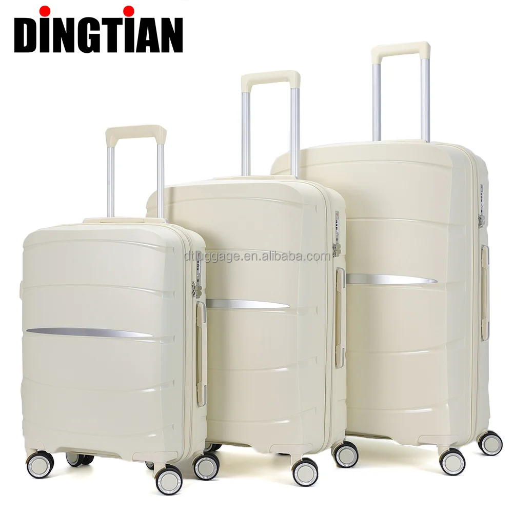 Wholesale New Design 3-Piece Set Aluminum Trolley Bag Customized Logo Black Spinner Luggage Latest PP Carry Suitcase for Travel