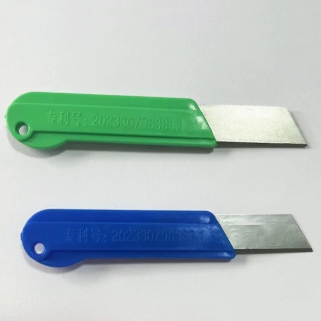 Safety Retractable Utility Knife with Steel Blade Push Button Style Grade Pocket Knife Featuring Plastic Handle