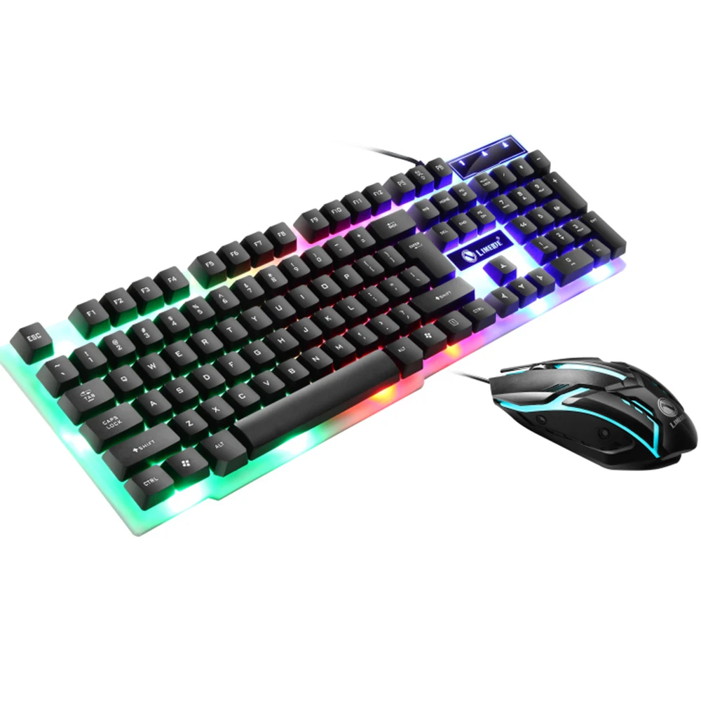 
Hot Sales OEM Waterproof RGB Gamer Wired USB Ergonomic Gaming Keyboard and Mouse Combo LED Rainbow Light GTX300 