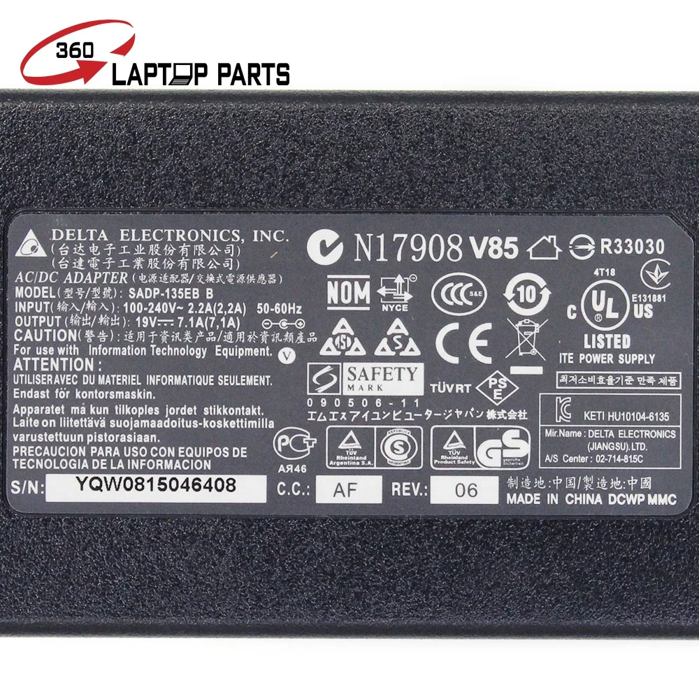 Новый оригинальный адаптер переменного тока для ноутбука DT 19V 7.11A зарядное