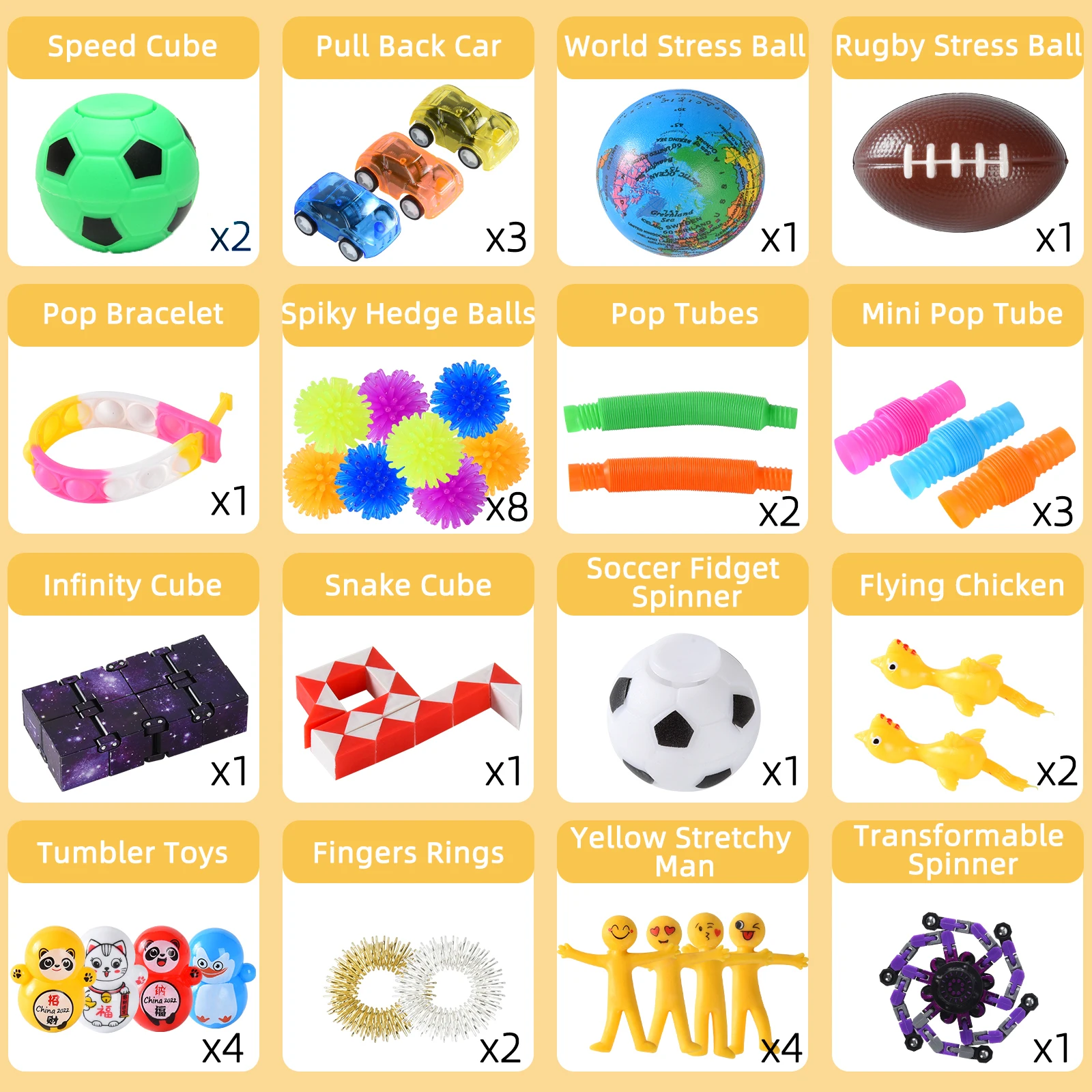 Autistic Sensory Toy Set Bulk Stocking Stuffers Carnival Treasure Box Classroom Prizes Gifts Party Favors for Kids Fidget Toys
