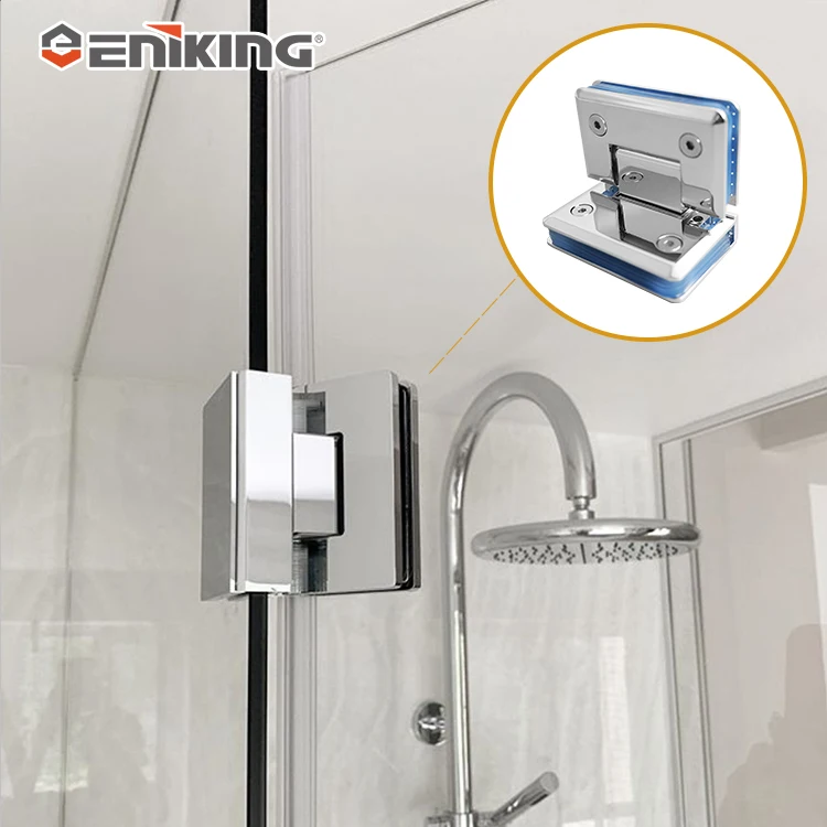 Hotel Toilet Partition Screen Square Bevel Edge Double Side 90 Degree Glass to Glass Brass Shower Door Hinge