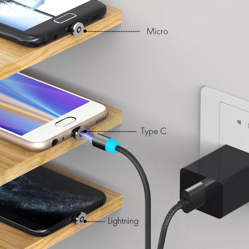 2021 новые фабрики магнитных данных usb type c кабель 3 0 зарядное устройство к lightning cabl micro