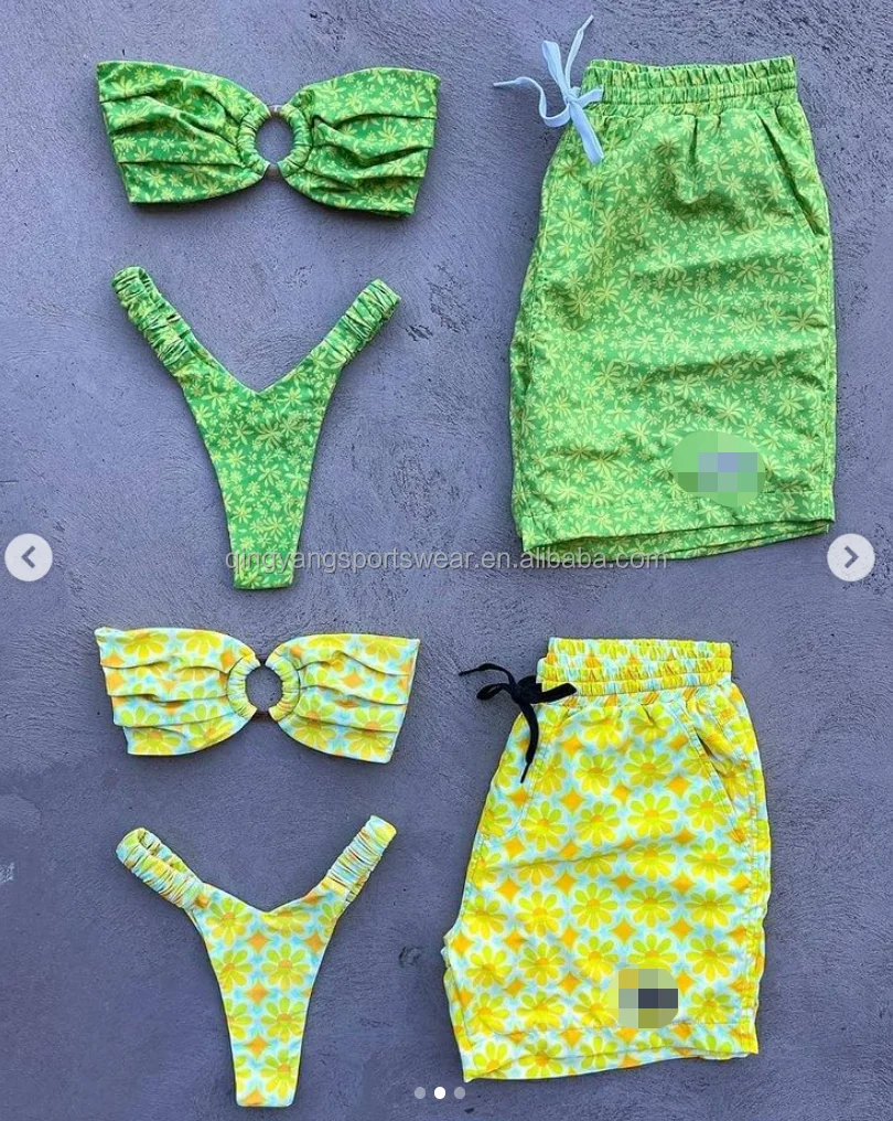 Polyester fabric custom mini micro bikini printed swimwear mens shorts